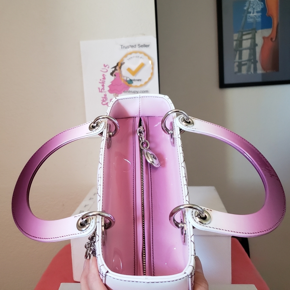 Lady Dior gradient purple white patent medium bag - Picture 12 of 13